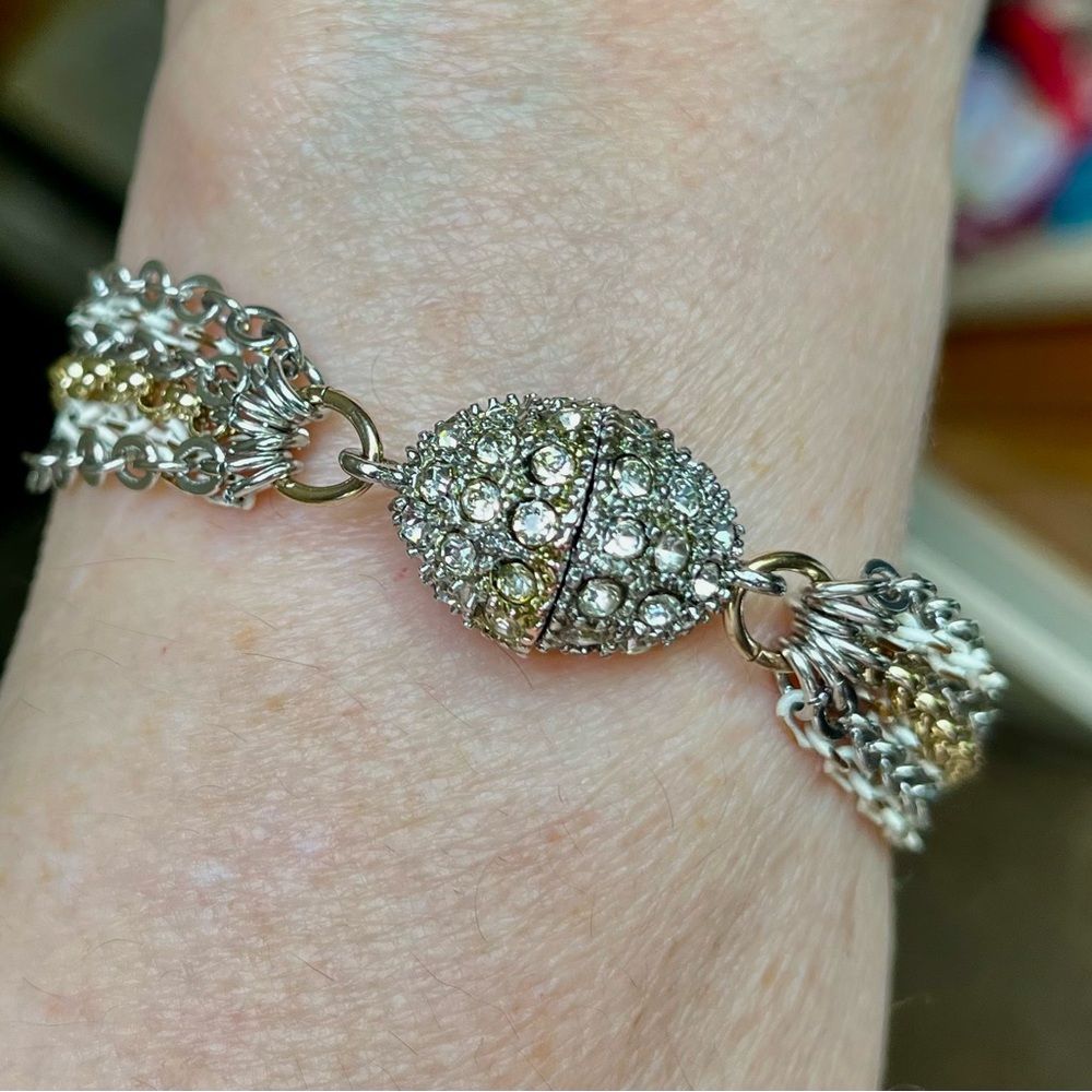 Bracelet size 7 two tone + white chain magnetic clasp - jewelry